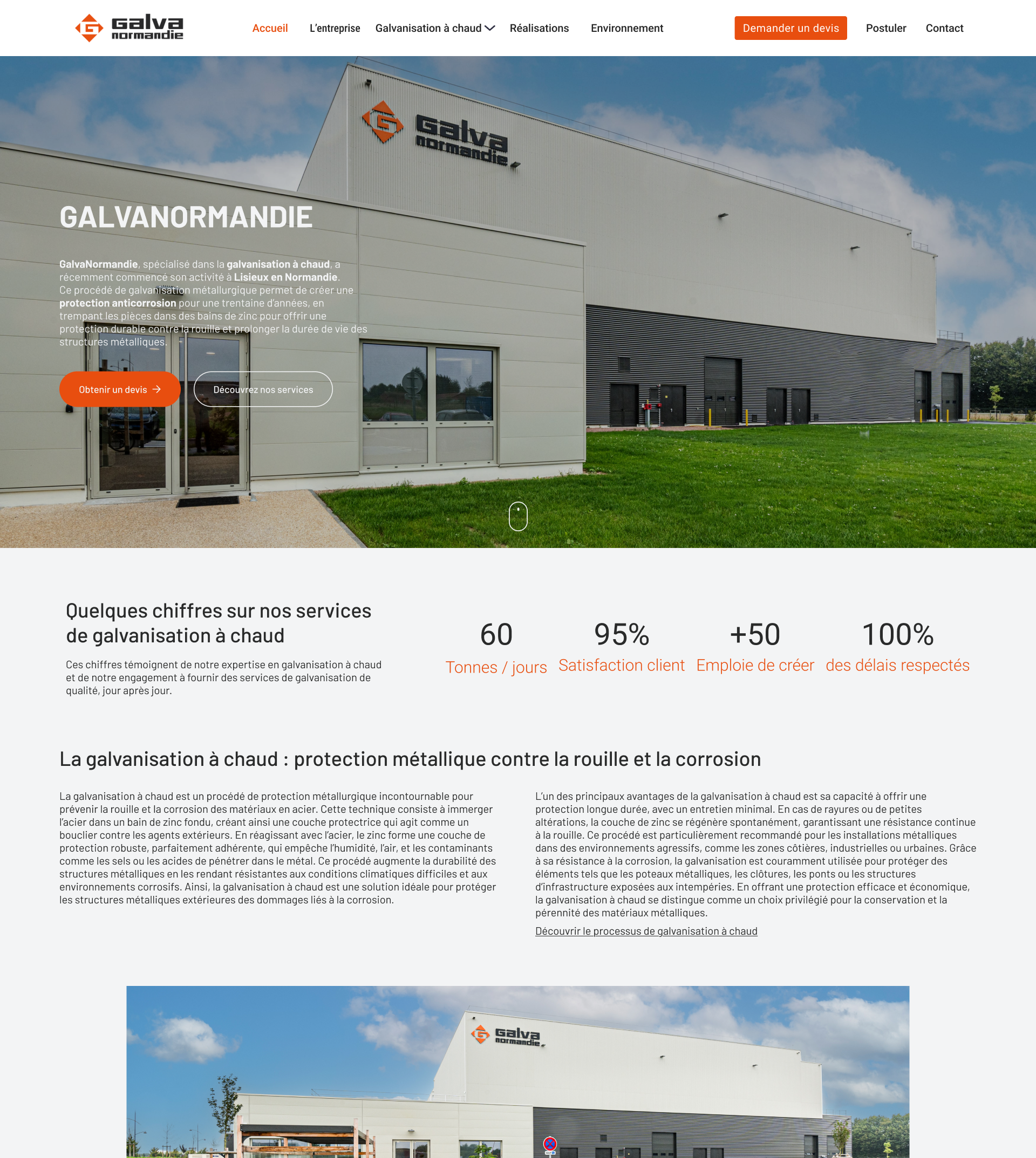 Site vitrine sur-mesure pour GalvaNormandie